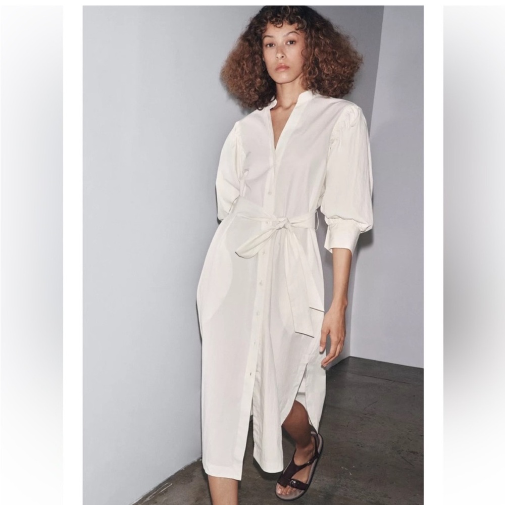 Zara ZW Collection Balloon Sleeve Shirt Dress